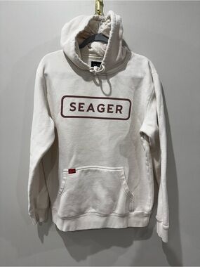 Seager Sz Medium Cream Rec Hoodie Logo Western